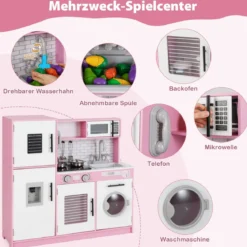 Spielküchen-Spielzeugset Kinderküche mit Ofen Waschmaschine Mikrowelle Rollenspielküche