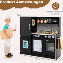 Spielküche zum Spielen Küchenspielset für Kleinkinder mit Tafel 82 x 24 x 80 cm