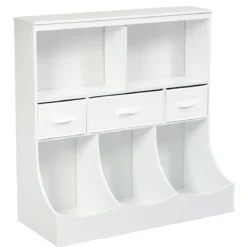 Spielzeugregal mit 5 Fächern & 3 Schubladen Kinderregal Spielzeug Organizer 93 x 40 x 94 cm Weiß