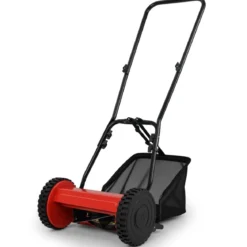 Spindelmäher handgeführter Rasenmäher mit 30 cm Schnittbreite 18,5 Liter Fangkorb Rot