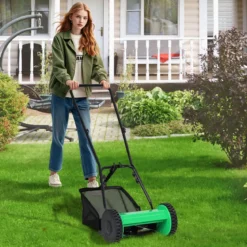 Spindelmäher Handgeführter Rasenmäher mit 30 cm Schnittbreite 18,5 Liter Fangkorb Grün