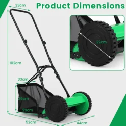 Spindelmäher Handgeführter Rasenmäher mit 30 cm Schnittbreite 18,5 Liter Fangkorb Grün