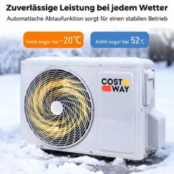 Split Klimaanlage 12000BTU (3,4 kW) mit Heizfunktion Klimasplittgeräte leise mit Kältemittel R32 & Montagematerial