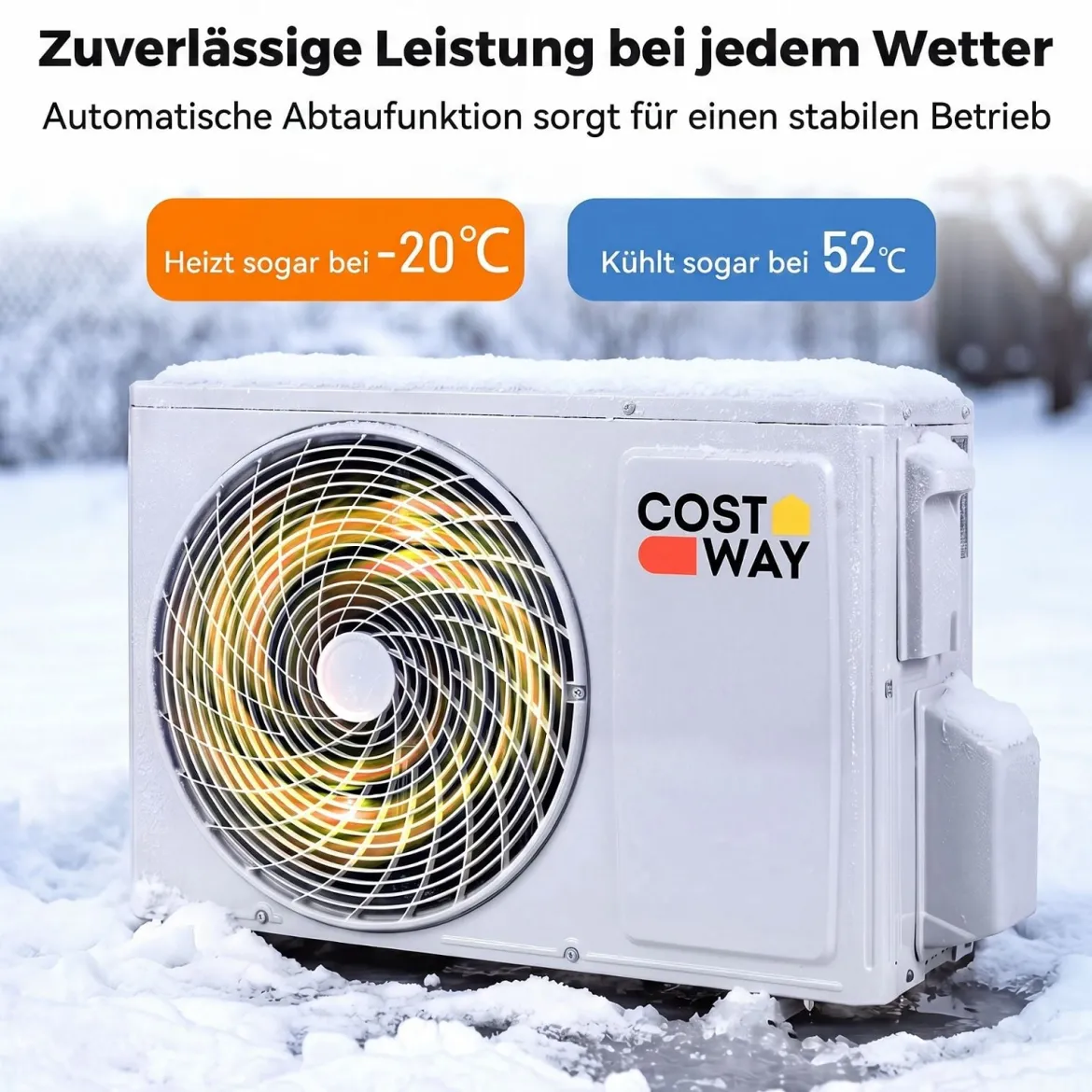 Split Klimaanlage 12000BTU (3,4 kW) mit Heizfunktion Klimasplittgeräte leise mit Kältemittel R32 & Montagematerial