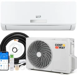 Split Klimaanlage 12000BTU (3,4 kW) mit Heizfunktion Klimasplittgeräte leise mit Kältemittel R32 & Montagematerial