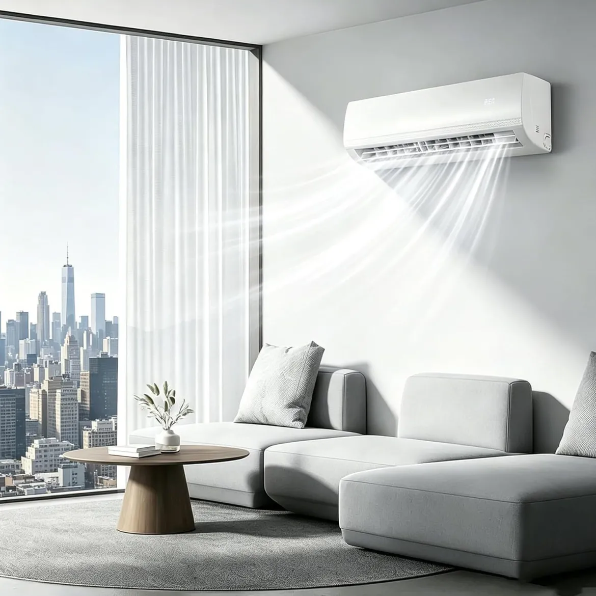 Split Klimaanlage 12000BTU (3,4 kW) mit Heizfunktion Klimasplittgeräte leise mit Kältemittel R32 & Montagematerial