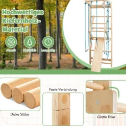 Sprossenwand Turnwand Kletterwand 100KG inkl. Montagematerial Holz 80 x 58,5 x 220 cm