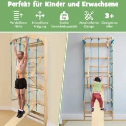 Sprossenwand Turnwand Kletterwand 100KG inkl. Montagematerial Holz 80 x 58,5 x 220 cm