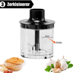 Stabmixer Set Mixstab Pürierstab Handmixer Mixer Zerkleinerer Edelstahl 2 Geschwindigkeiten