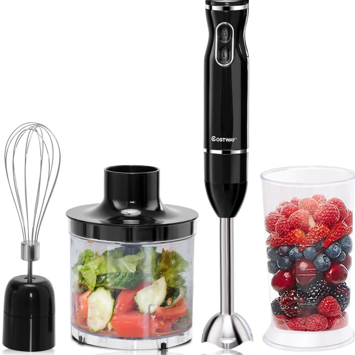 Stabmixer Set Mixstab Pürierstab Handmixer Mixer Zerkleinerer Edelstahl 2 Geschwindigkeiten