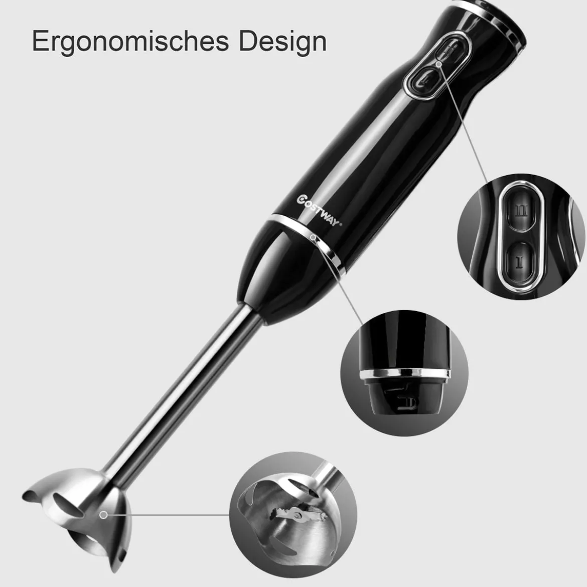 Stabmixer Set Mixstab Pürierstab Handmixer Mixer Zerkleinerer Edelstahl 2 Geschwindigkeiten