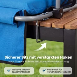 Stadionsitz Faltbarer Outdoor Bodenstuhl mit Rückenlehne & Armlehnen Gepolstertes Sitzkissen Blau
