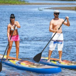 Stand Up Paddling Board Rucksack Pumpe verstellbares Paddel Sicherheitsleine Bungee-Seil und Reparaturset Blau