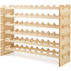Stapelbares modulares Weinregal für 60 Flaschen 6-stöckiges Flaschenregal für Weinsammlungen Natur