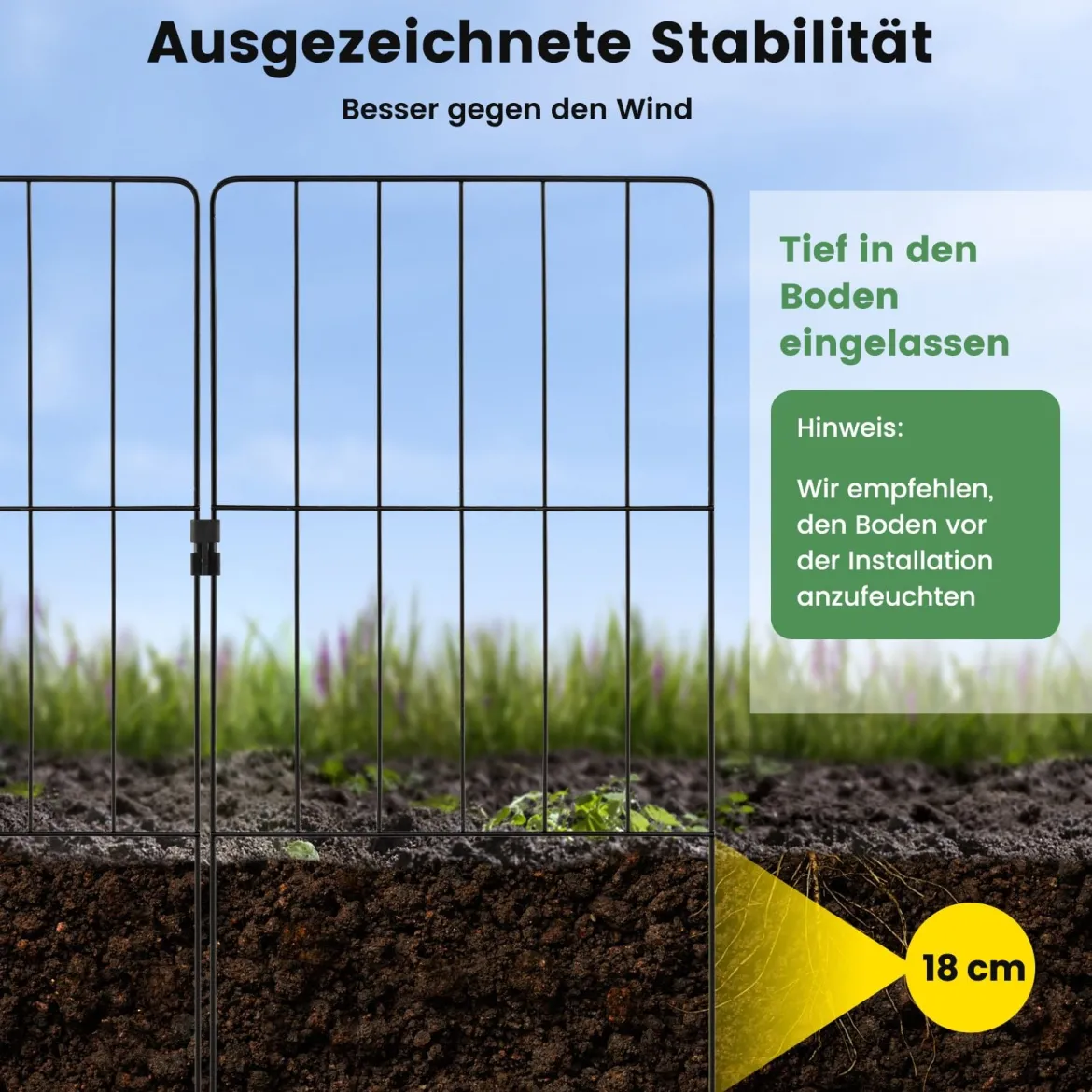 15 Stück Dekorativer Gartenzaun Metall Beetzaun Steckzaun Dekozaun Absperrzaun Schwarz