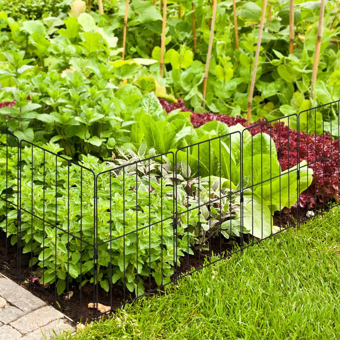 15 Stück Dekorativer Gartenzaun Metall Beetzaun Steckzaun Dekozaun Absperrzaun Schwarz