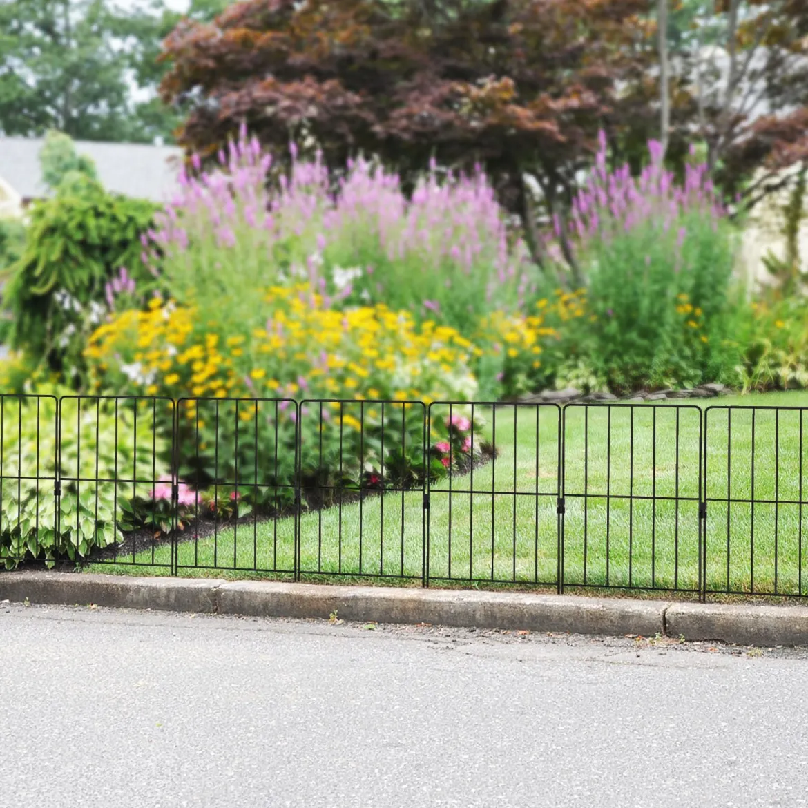 15 Stück Dekorativer Gartenzaun Metall Beetzaun Steckzaun Dekozaun Absperrzaun Schwarz
