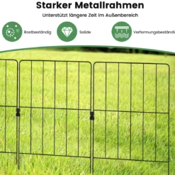15 Stück Dekorativer Gartenzaun Metall Beetzaun Steckzaun Dekozaun Absperrzaun Schwarz