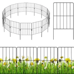 15 Stück Dekorativer Gartenzaun Metall Beetzaun Steckzaun Dekozaun Absperrzaun Schwarz
