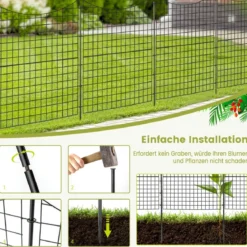 5 Stück Dekorativer Gartenzaun aus Metall Landschaftszaun 98 cm Hoch Schwarz