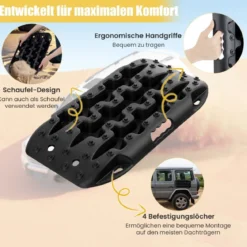 2 Stücke Anfahrhilfe Sandbleche Offroad Reifenleiter für Sand/Schlamm/Schnee 10 Tonnen Schwarz