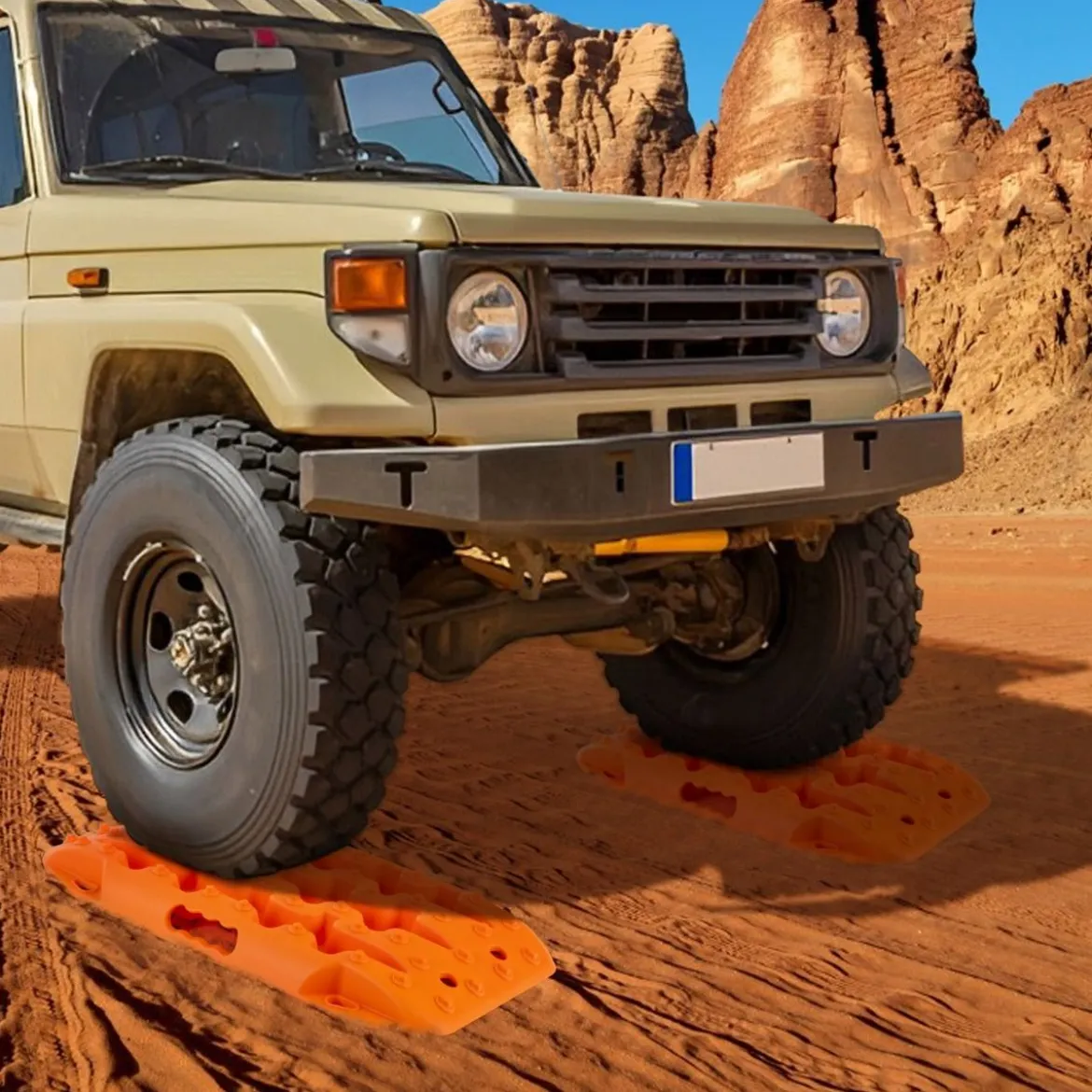 2 Stücke Anfahrhilfe Sandbleche Offroad Reifenleiter für Sand/Schlamm/Schnee 10 Tonnen Orange