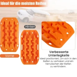 2 Stücke Anfahrhilfe Sandbleche Offroad Reifenleiter für Sand/Schlamm/Schnee 10 Tonnen Orange