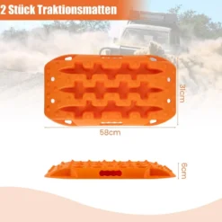 2 Stücke Anfahrhilfe Sandbleche Offroad Reifenleiter für Sand/Schlamm/Schnee 10 Tonnen Orange