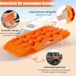 2 Stücke Anfahrhilfe Sandbleche Offroad Reifenleiter für Sand/Schlamm/Schnee 10 Tonnen Orange