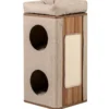 3-stöckige Kratztonne mit Kratzbrett & 3 Matten Kratzbaum für Katzen bis 20 kg Beige + Natur