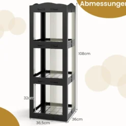 3-stöckiger Bücherregal 360° drehbares Standregal mit rutschfesten Fußpolster klappbares Aufbewahrungsregal Schwarz