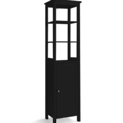5-stöckiger Hochschrank schmal freistehender Badezimmerschrank für Wohnzimmer Badezimmer 40 x 32 x 161,5 cm Weiß/Grau/Schwarz