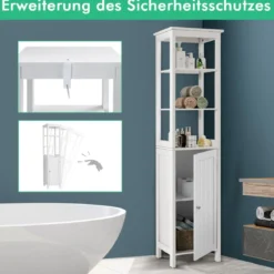 5-stöckiger Hochschrank schmal freistehender Badezimmerschrank für Wohnzimmer Badezimmer 40 x 32 x 161,5 cm Weiß/Grau/Schwarz