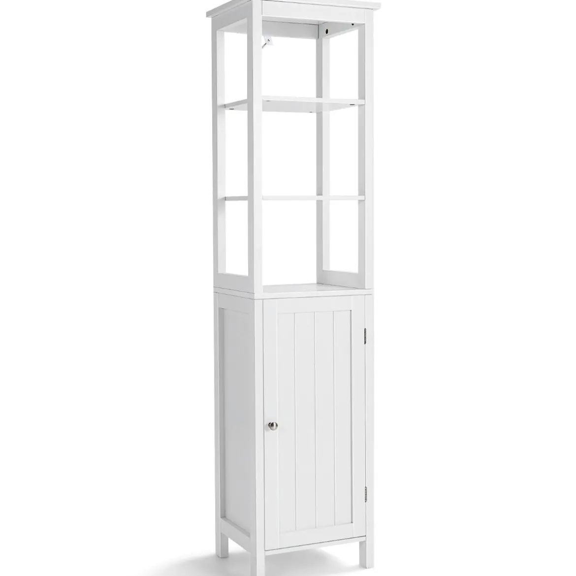 5-stöckiger Hochschrank schmal freistehender Badezimmerschrank für Wohnzimmer Badezimmer 40 x 32 x 161,5 cm Weiß/Grau/Schwarz