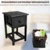 2-Stöckiger Nachttisch aus Holz mit Schublade und Korb Beistelltisch mit Ablage 31 x 28 x 45 cm Schwarz