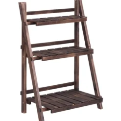 3-stöckiger Pflanzenständer Klappbarer Blumenständer Pflanzenregal 60 x 33 x 93 cm Braun