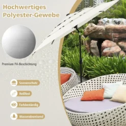 3-Stöckiger Terrassenschirm Doppelt Belüfteter Außenschirm 306 x 306 x 252 cm Beige