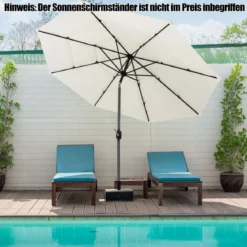 3-Stöckiger Terrassenschirm Doppelt Belüfteter Außenschirm 306 x 306 x 252 cm Beige