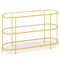 3-stöckiger TV-Schrank Fernsehtisch für Fernseher bis zu 65 Zoll Gold 140 x 41 x 82 cm