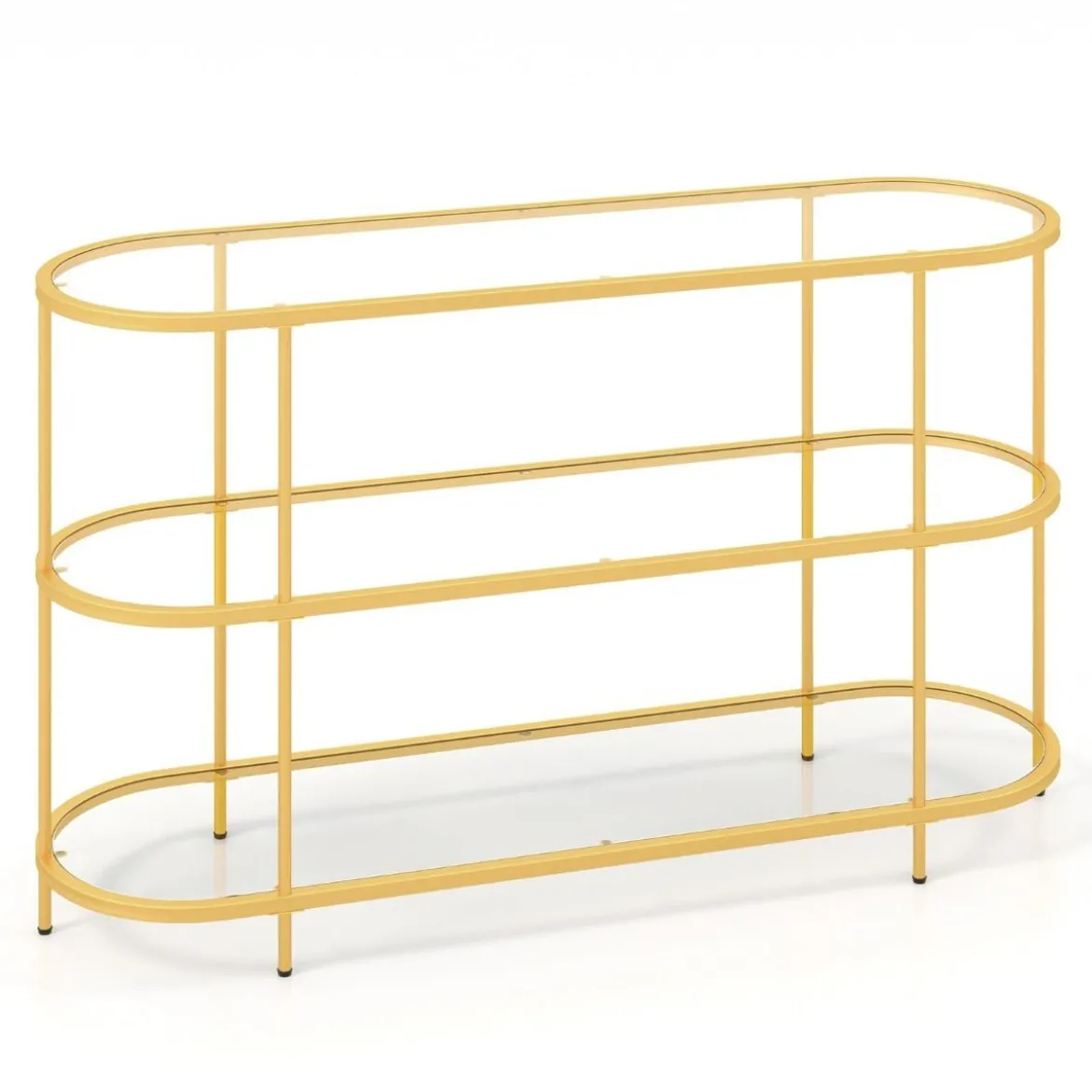 3-stöckiger TV-Schrank Fernsehtisch für Fernseher bis zu 65 Zoll Gold 140 x 41 x 82 cm
