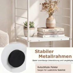 4-stöckiges drehbares Bücherregal 360° drehbarer Bücherturm mit Metallrahmen Weiß