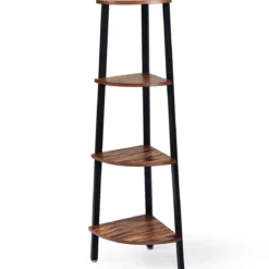 4-Stöckiges Eckregal Dekorationsregal für Home 35 x 35 x 125 cm Braun + Schwarz