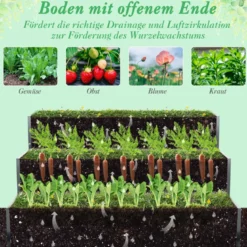 3-stöckiges Hochbeet aus Metall mit Offener Basis Stufenbeet Blumentreppe Pflanztreppe