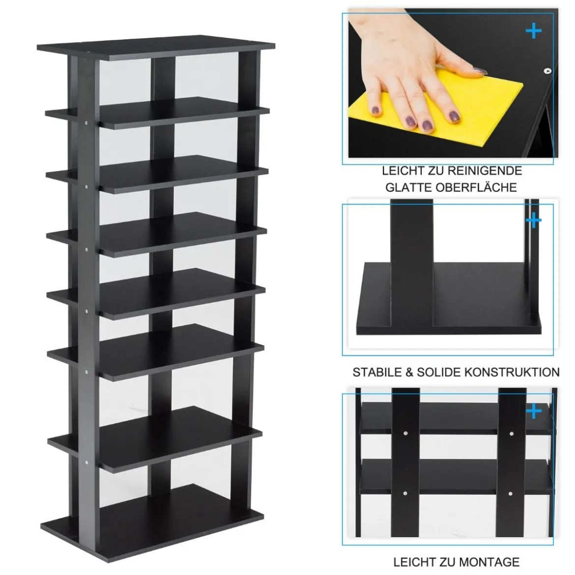7-stöckiges industrielles vertikales Schuhregal mit mehreren Schichten & abnehmbarem Brett 110,5 cm