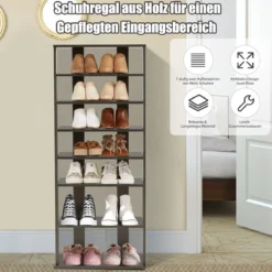 7-stöckiges industrielles vertikales Schuhregal mit mehreren Schichten & abnehmbarem Brett 110,5 cm