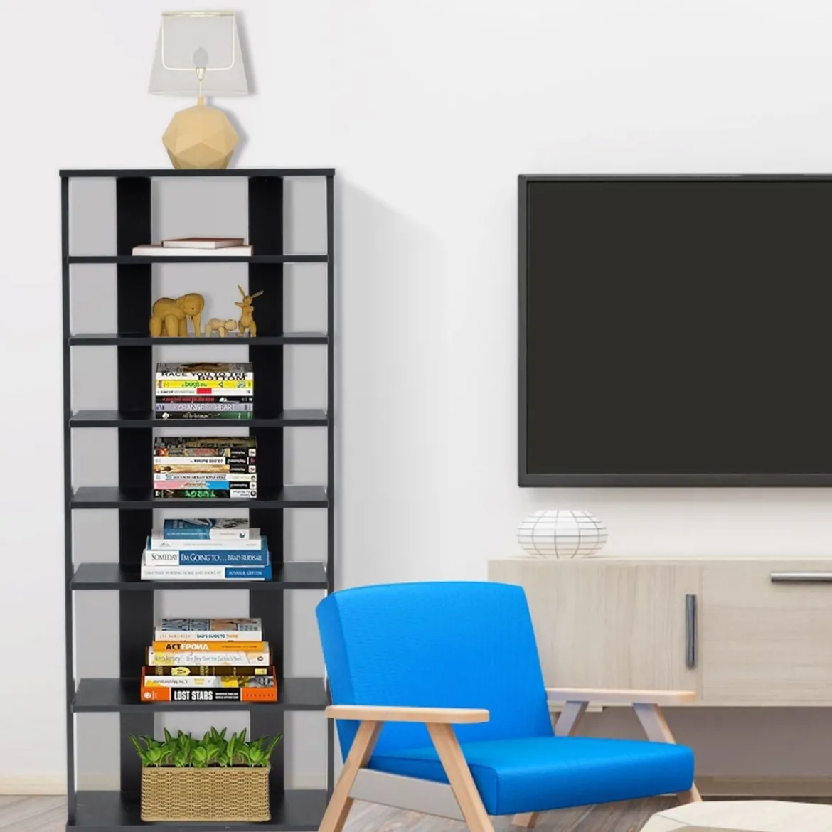 7-stöckiges industrielles vertikales Schuhregal mit mehreren Schichten & abnehmbarem Brett 110,5 cm