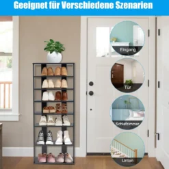7-stöckiges industrielles vertikales Schuhregal mit mehreren Schichten & abnehmbarem Brett 110,5 cm