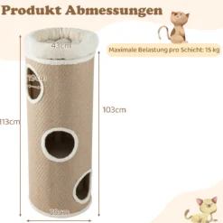 4-stöckiges Katzenhaus für mehrere Katzen erhöhter Haustier-Unterschlupf mit abnehmbarem Plüschbett Braun
