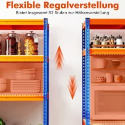 4-stöckiges Metallregal mit Verstellbaren Regalbrettern Schwerlastregal Belastbar bis 2400 kg