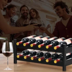2 stöckiges Weinregal aus Bambus Flaschenständer Weinständerfür 12 Flaschen Flaschenregal Weinflaschenhalter Braun